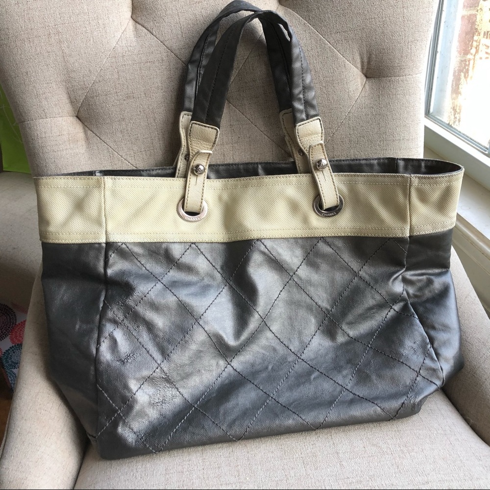 100% Authentic CHANEL Silver Paris Biarritz Tote